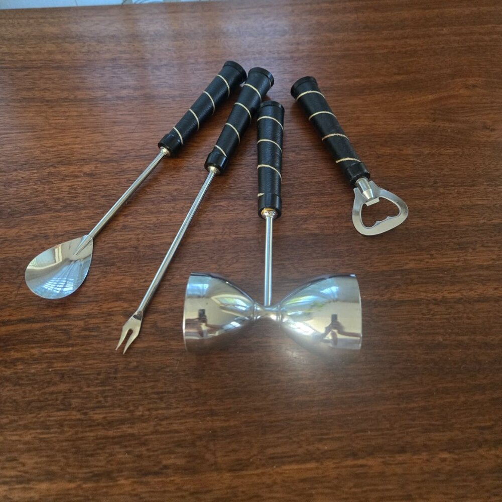 Equestrian Riding Crop Bar Tools Set of 4, Vintage Cocktail Tools